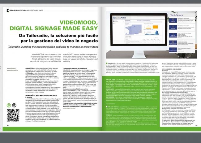 videoMOOD™ protagonista dello speciale dedicato Digital Signage della rivista Connessioni